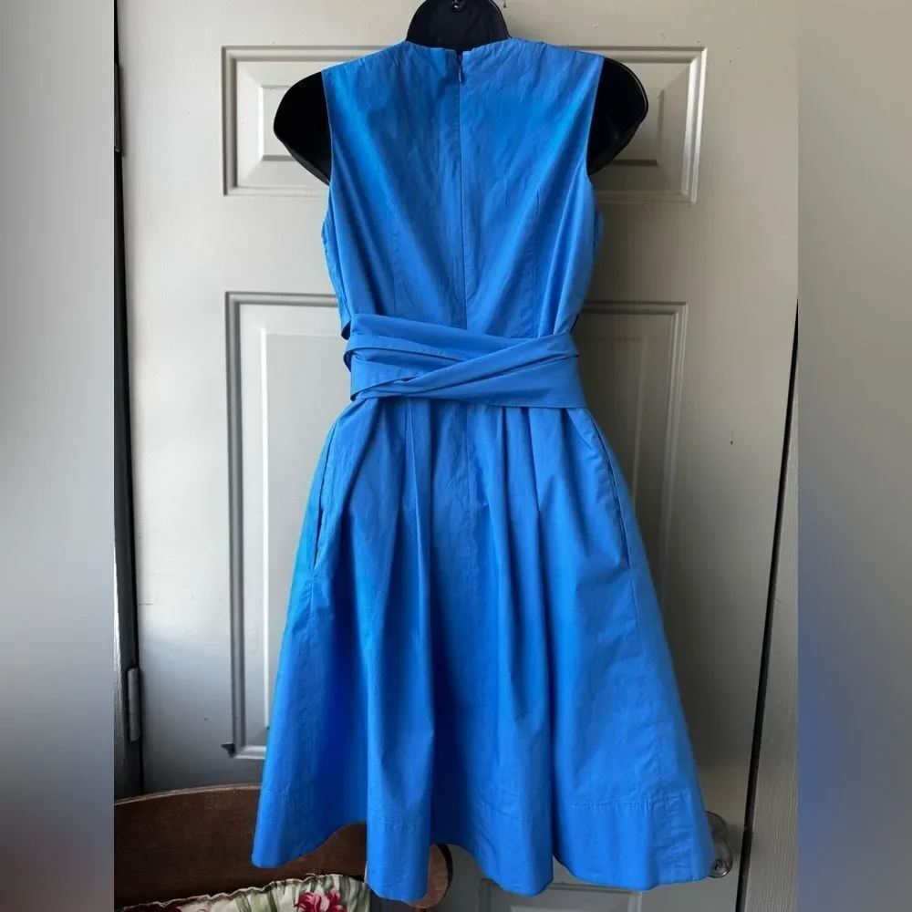 J.Crew Blue Cotton Poplin Wrap Dress Size 2P